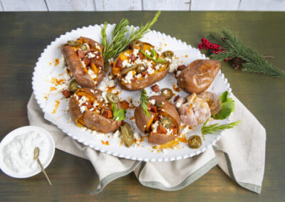 Le Souvláki des Patates Douces de Feta et Chorizo