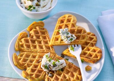 Gaufres à la patate douce avec crème de potiron