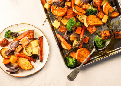 Traybake de patate douce et de tofu